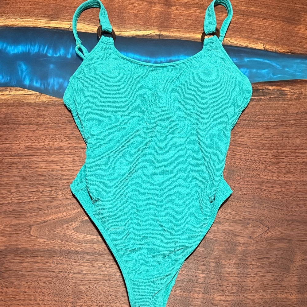 Shade & Shore Teal Textured One-Piece Swimsuit